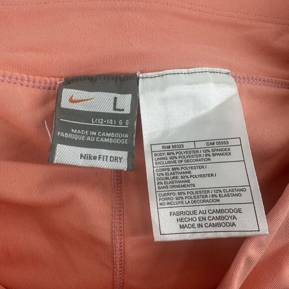 Nike Fit Dry L Coral & White Striped Tennis Skirt With Built-In Shorts - Picture 9 of 11